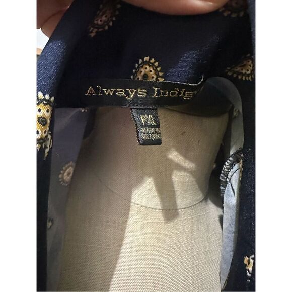 Always Indigo Womens Tunic Dress Button Up Elastic Waist Belted New XL petite ￼ - Picture 7 of 12